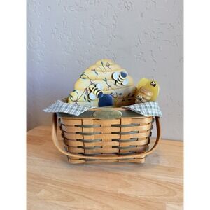Longaberger 2001 Dresden Basket With Rare HTF Bee Wooden Insert & Honeycombs
